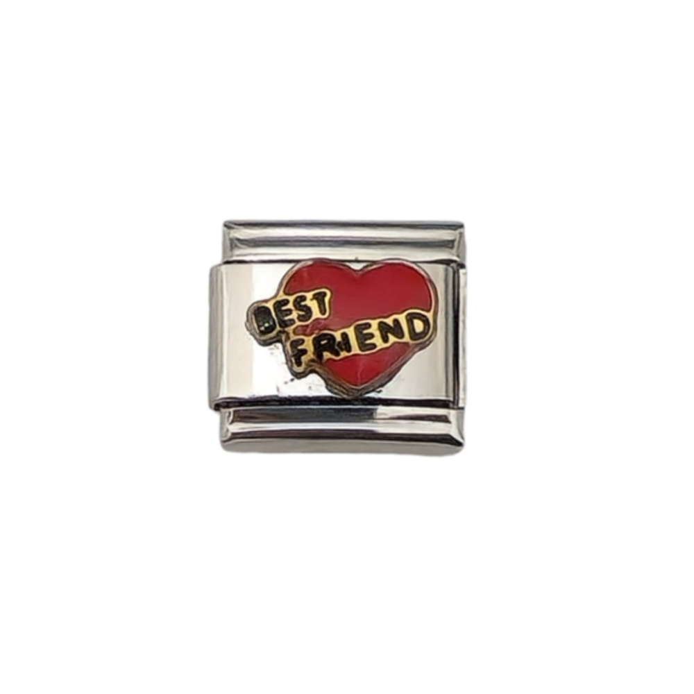 Italian Charmlink Heart Love‎ Best Friend for Charm Bracelet 9mm Stainless Steel